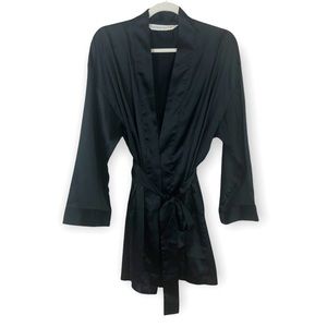 VICTORIA'S SECRET Black Satiny Robe Size Small /Medium